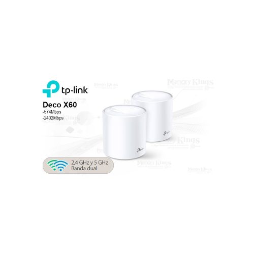 Router TP-Link Deco X60 Mesh AX5400 - Doble Banda, Velocidad Ultra Rápida, Pack de 2 unidades