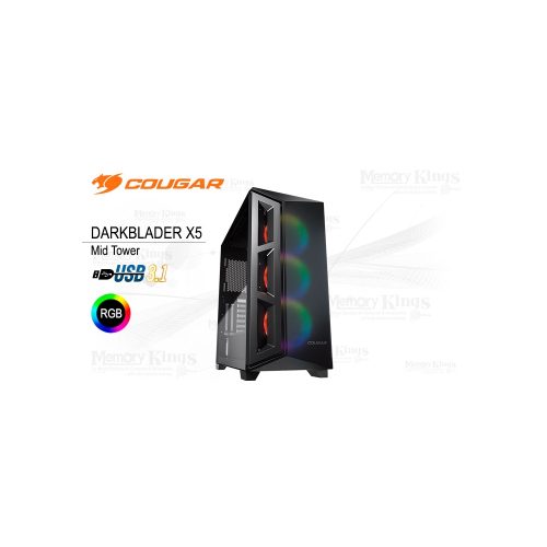 Caja Mid Tower Cougar Darkblader X5 RGB negra con iluminación LED y excelente flujo de aire