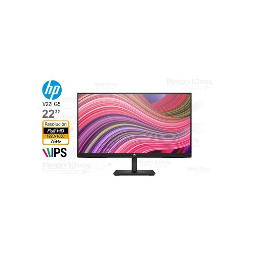 Monitor HP V22i de 22" FHD IPS, conexión HDMI/DP/VGA, ideal para gaming y oficina