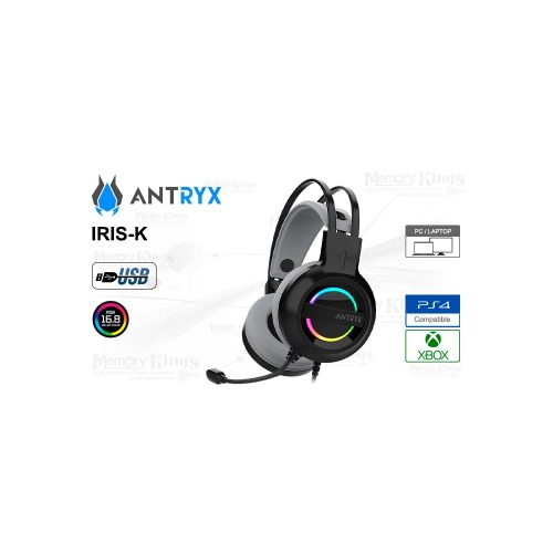 Auriculares gaming Antryx Iris-K 7.1 surround, color gris, sonido envolvente y comodidad superior