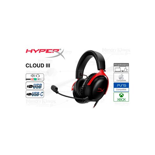 Auriculares gaming HyperX Cloud III en negro y rojo - sonido envolvente y comodidad superior