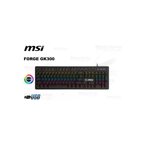 Teclado gaming MSI Forge GK300 con switches mecánicos azules - Respuesta rápida y retroiluminado