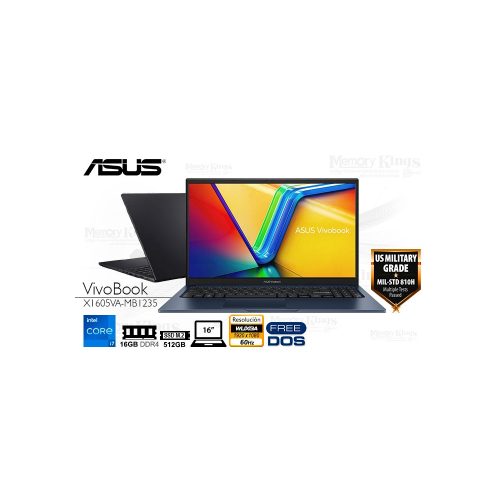 Asus Vivobook X1605VA: Laptop Core i7-13620H, 16GB RAM, 512GB SSD, 16" pantalla, Gráficos Intel UHD