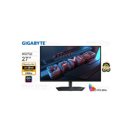 Gigabyte MO27Q2 monitor 27" QHD QD-OLED 240Hz, 0.03ms, rotación y altavoces integrados