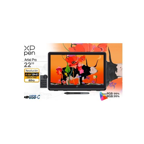 XP-PEN Artist 22 Pro - Pantalla artística 2.5K QHD, ideal para diseño gráfico y dibujo digital