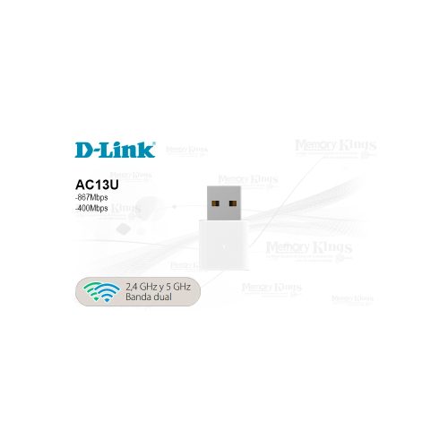 Adaptador USB Wi-Fi D-Link AC1300 AC13U | Alta velocidad Wi-Fi 5 | Conectividad rápida y confiable