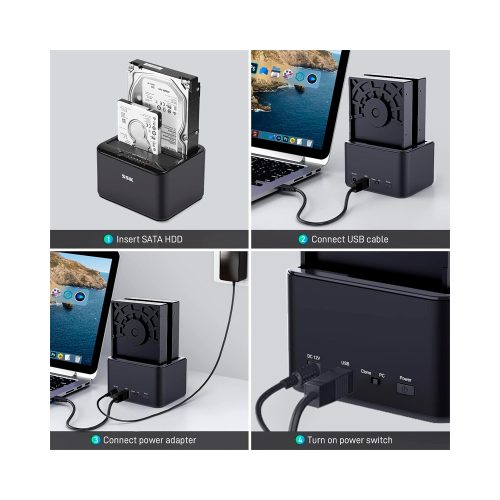 Docking Station SSK DK103 para HDD/SSD 2.5"/3.5" con clonación offline y USB 3.0 - Rápida y Eficiente