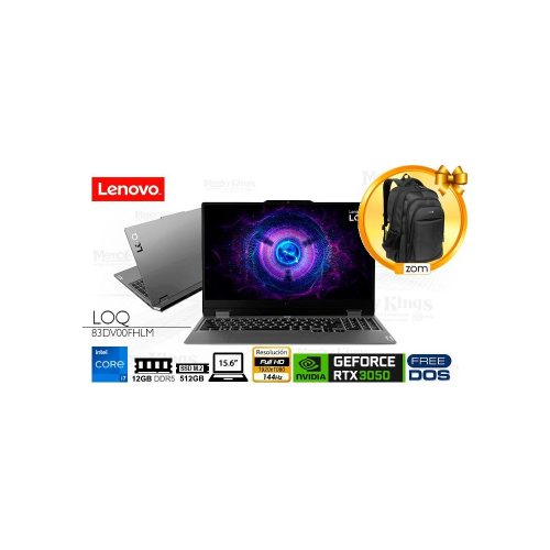 Laptop Lenovo LOQ 15IRX9 Gaming i7-13650HX, 12GB RAM, 512GB SSD, 15.6", GeForce RTX 3050 6GB
