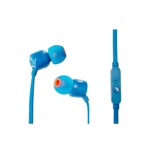 Auriculares JBL T110 In-ear con cable, color azul, sonido claro y cómodo ajuste