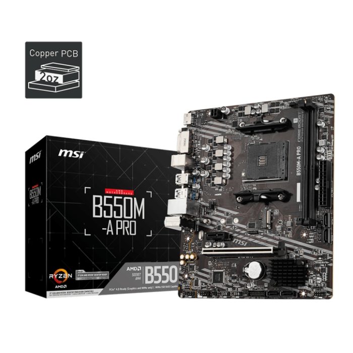 Placa base MSI B550M-A PRO, DDR4 3200, HDMI/DVI, M.2, ideal para PC de alto rendimiento