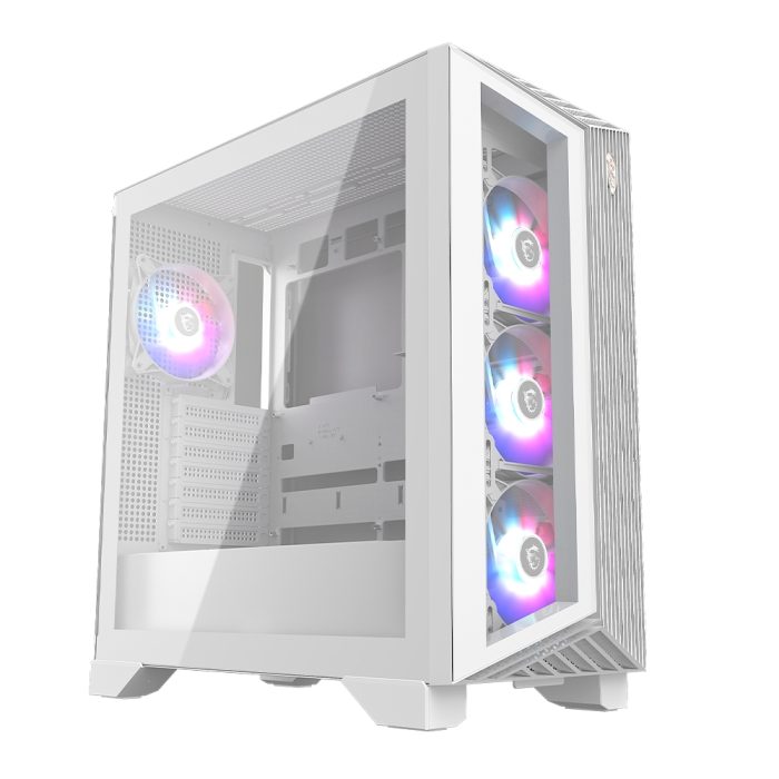 Gabinete gamer MSI MPG GUNGNIR 210R blanco ATX con iluminación ARGB y panel de vidrio templado
