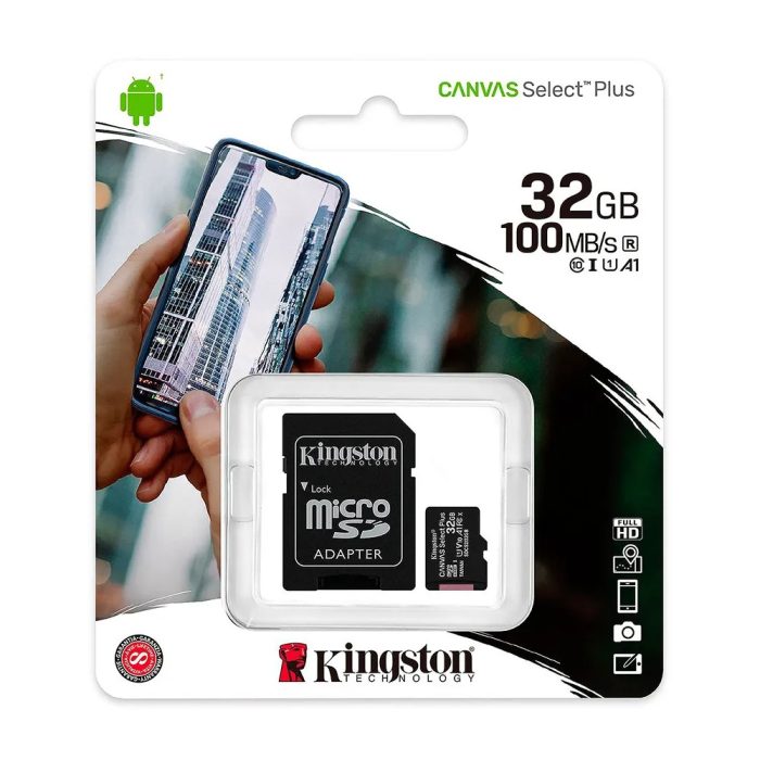 Tarjeta de memoria Kingston microSDHC 32GB UHS-I Clase 10, alta velocidad y gran capacidad de almacenamiento