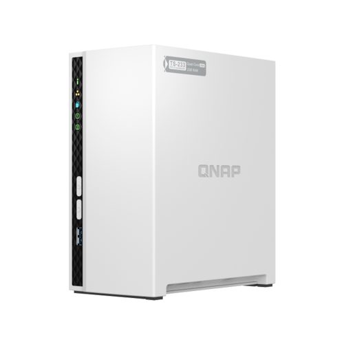 Servidor NAS QNAP TS-233, 2 bahías SATA, 2GB RAM, Procesador ARM Cortex A55, Ideal para almacenamiento en red
