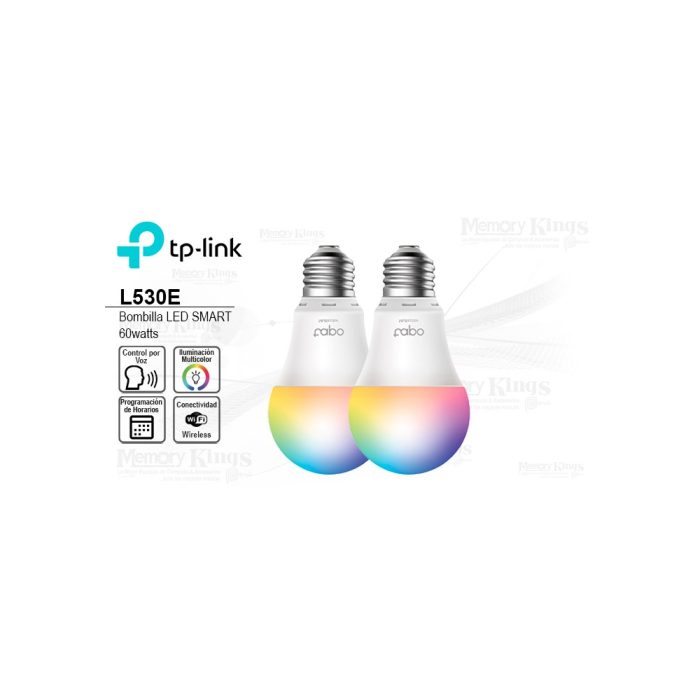 Bombilla LED Smart TP-Link L530E Wi-Fi RGB 2 Pack - Controla tu luz desde el móvil, 16 millones de colores