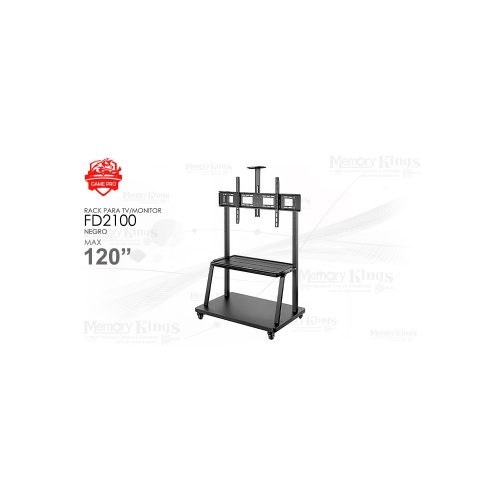 Soporte Móvil GAME PRO FD2100 para Pantalla/TV hasta 120" - Color Negro, Ideal para Salas y Eventos