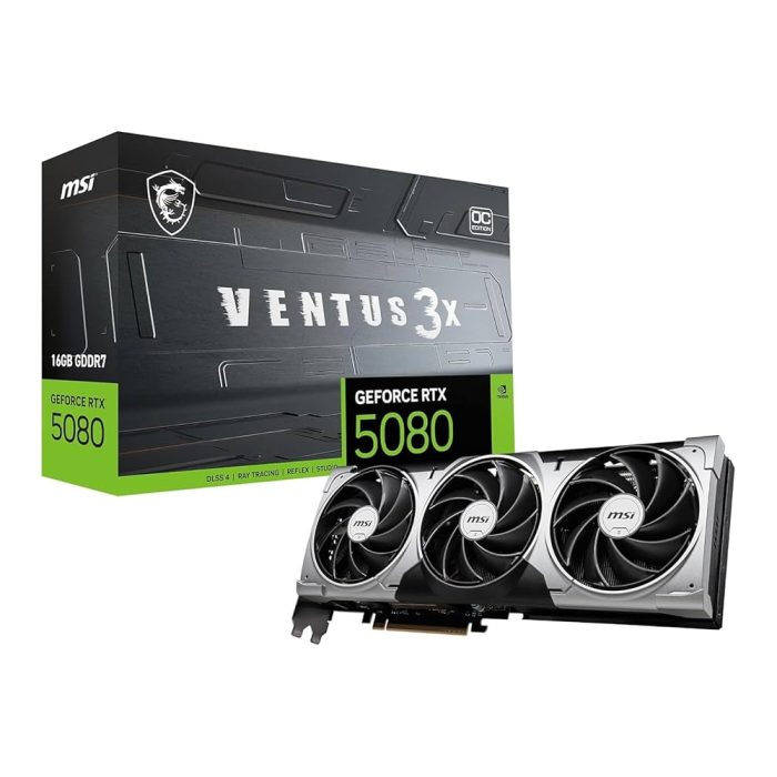 MSI GeForce RTX 5080 16GB Ventus 3X OC - Gráfica de Alto Rendimiento para Juegos y Creación