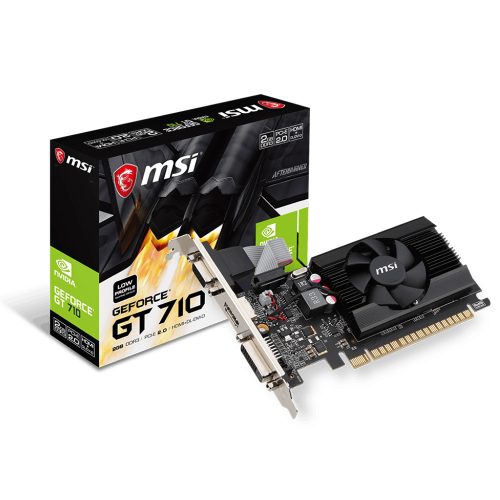 MSI Nvidia GeForce GT 710 - Tarjeta de Video 2GB DDR3 64-Bit Low Profile, PCI-E 2.0, Ideal para Juegos
