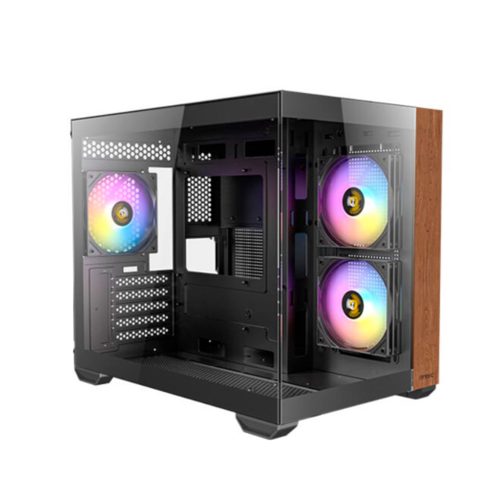 Caja PC Antec CX600M Wood Negra, ATX, Ventanas de Cristal Templado, Diseño Moderno y Elegante