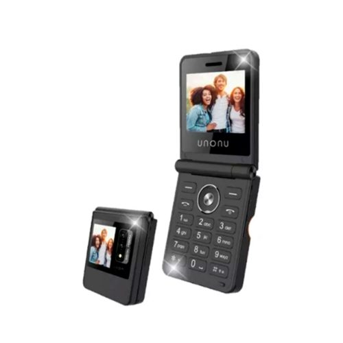 Celular Unonu UF1L Flip Phone 4G LTE Negro: Diseño Compacto y Conectividad Rápida
