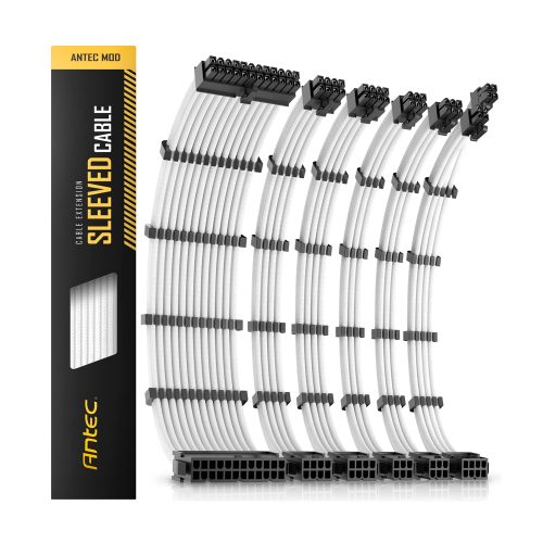 Cable de Extensión PSU Antec Kit Negro/Blanco - Conectividad Seguro y Estilo Moderno para PC