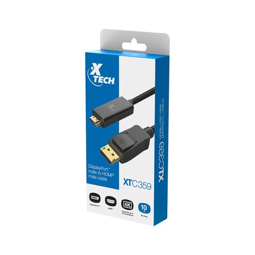 Cable DisplayPort a HDMI Xtech 3m, Negro - Conecta tus dispositivos fácilmente y disfruta de alta calidad 영상.