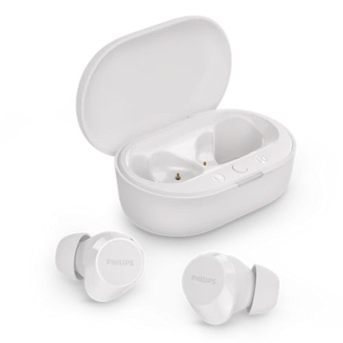 Audífonos Philips True Wireless TAT1209WT, Bluetooth 5.0, 18 horas de batería, con micrófono, color blanco