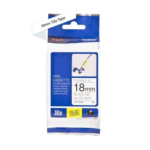 Cinta Brother TZEFX241 18mm Negra sobre Blanco para Etiquetadora - Ideal para Organización y Etiquetado