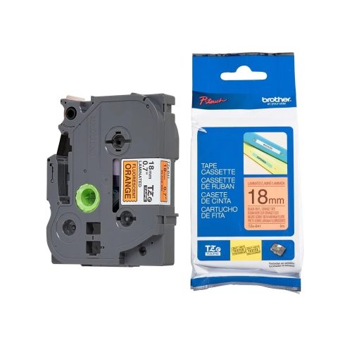 Cinta Brother TZEB41G Negra sobre Naranja Fluo, 18mm - Ideal para Etiquetas Duraderas y Visibles