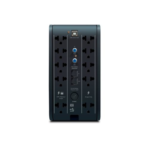 UPS R-SMART 1010I 1000VA/500W - 30min Autonomía, 10 Salidas, 5 USB-A, 1 USB-C, Color Negro