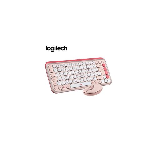 Logitech Teclado y Mouse Wireless Pop Icon Rose - Conexión Bluetooth, Ideal para Oficina y Estilo
