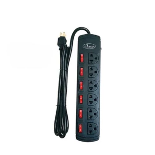 Supresor de picos Omega 491124BK negro con 6 salidas y cable de 4 pies - Protección eficaz