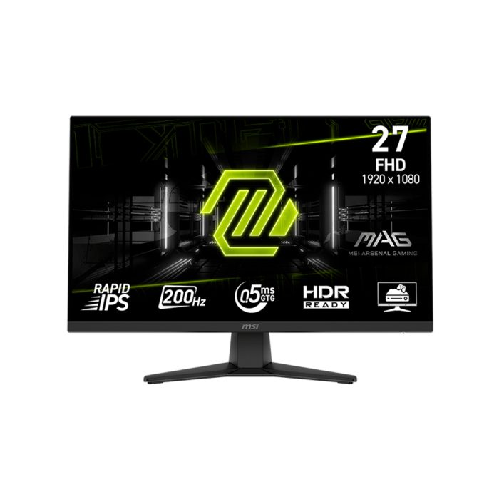 Monitor Gaming MSI MAG 272F de 27" FHD IPS, 200 Hz y 0.5 ms, Conexiones HDMI y DP, Color Negro