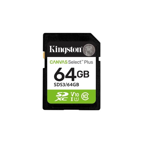 Tarjeta SDXC Kingston Canvas Select Plus 64GB Class 10/UHS-I - Rápido 100MB/s, Ideal para Videocámaras