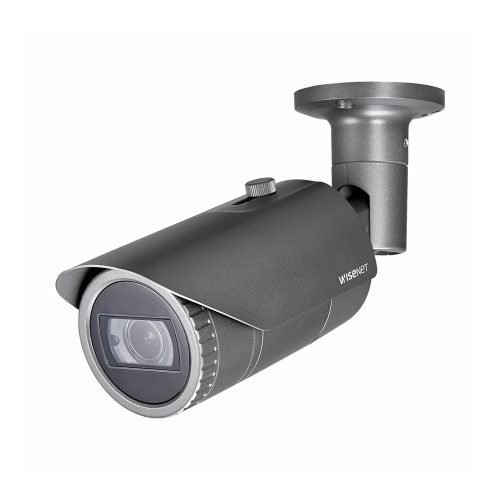 Cámara IP Wisenet QNO-8080R 5MP HD Bala Gris, Visión Nocturna 30m, 3.20mm Zoom y Montaje Poste