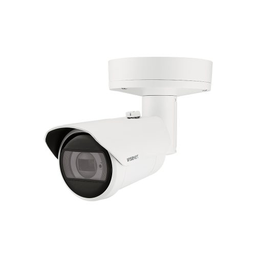 Cámara de red Wisenet XNO-6083R Full HD 2MP, 50m visión nocturna, varifocal 2.8-12mm, IP66/IP67, blanca
