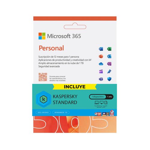 Licencia Microsoft 365 Personal y Kaspersky Standard 12 Meses para 1 Usuario – Protección y Productividad