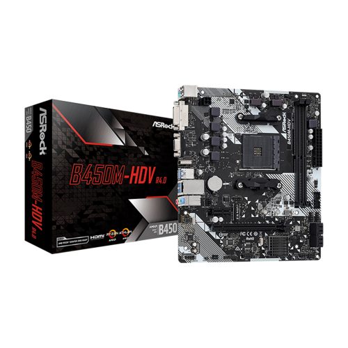 Placa Base ASROCK B450M-HDV R4.0, Chipset AMD B450, Socket AM4, Compacta mATX para Mejor Rendimiento