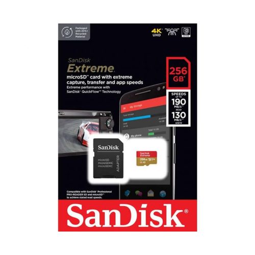 Tarjeta MicroSD SanDisk Extreme 256GB - Alta Velocidad, Ideal para Grabación 4K y Ampliación de Almacenamiento