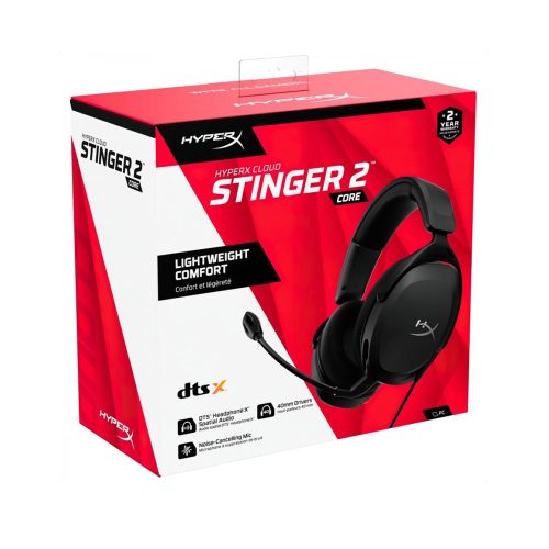 Auriculares HyperX Cloud Stinger 2 Core - Cableados, tamaño completo, color negro - Sonido envolvente