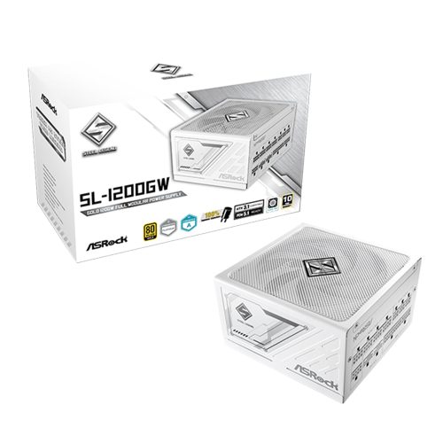 Fuente de Poder ASRock SL-1200GW 1200W 80+ Gold Modular Blanca para PC Gaming