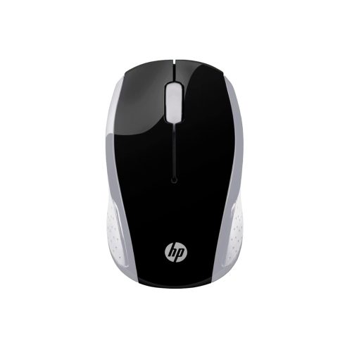 Mouse inalámbrico HP 200 en plata, diseño ergonómico, conexión rápida y precisa para tu PC.