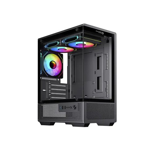 Case Enkore Gamer Inspire ARGB - Torre Negra con Paneles de Vidrio y 3 Ventiladores LED