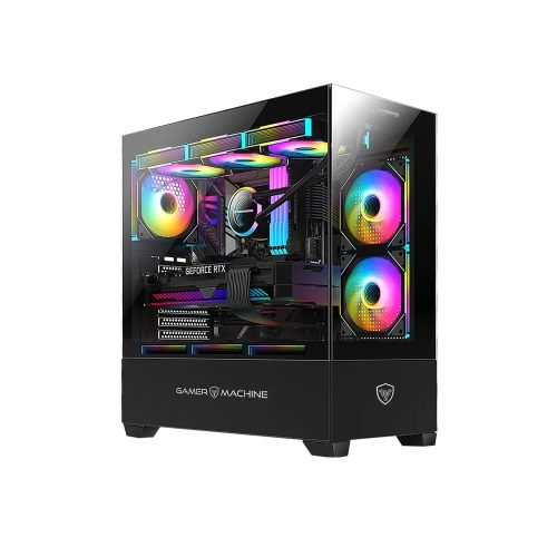 Case Micronics Gamer Icube GC800BK con paneles de vidrio y 4 ventiladores LED RGB, diseño óptimo