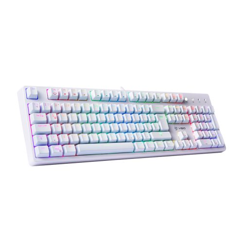 Teclado Gamer Vsg Alnilam Mecánico Blanco con Switch Red y LEDs RGB para Jugadores