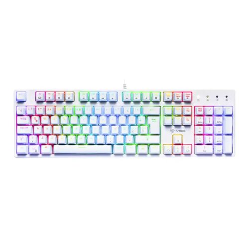 Teclado Mecánico Gamer Vsg Alnilam Blanco con Switch Rojo y LED RGB para una Experiencia de Juego Inigualable