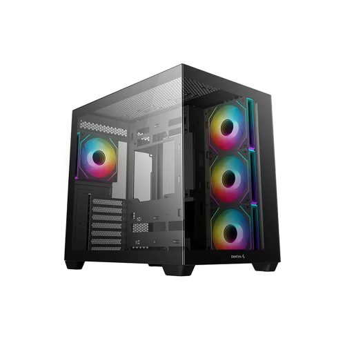 Caja Gaming Deepcool CG530 - Panel de Vidrio, 4 Ventiladores RGB, Diseño Elegante y Espacioso, Negro