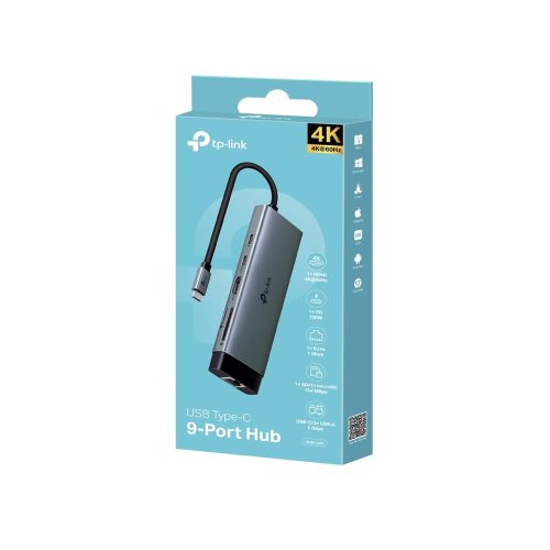 Hub TP-Link USB Type-C 9 en 1 con puertos HDMI, Ethernet, SD y más, ideal para laptops y dispositivos móviles