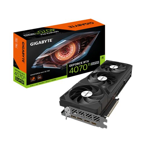 Tarjeta Gráfica GIGABYTE GeForce RTX 4070 Ti Super Windforce MAX OC 16GB, rendimiento extremo, diseño eficiente