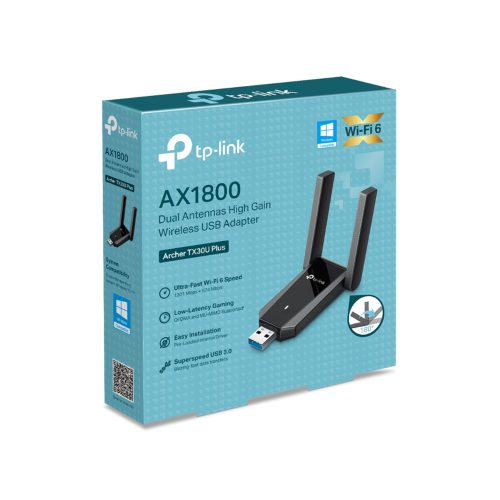Adaptador WiFi TP-Link Archer TX30U Plus AX1800, Doble Banda, USB 3.0, Alta Velocidad y Conectividad