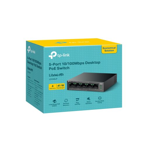 Switch TP-Link LS105LP de 5 Puertos, Compatible con PoE, Ideal para Redes Rápidas y Eficientes